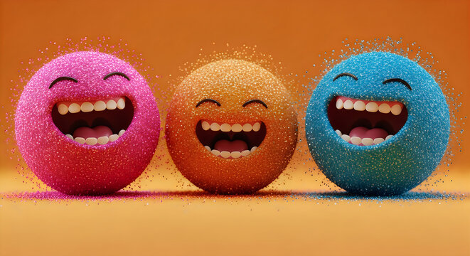 Laughing easter eggs on april fool's day prank and joke celebration