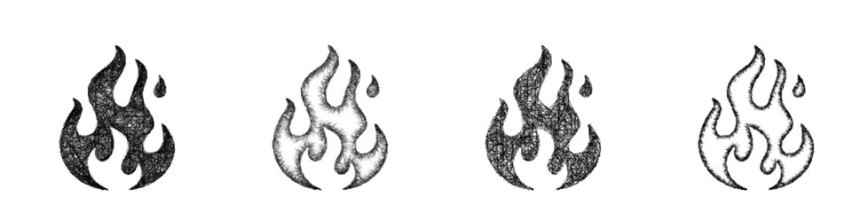 Sketch fire magic icon design set © David Zydd