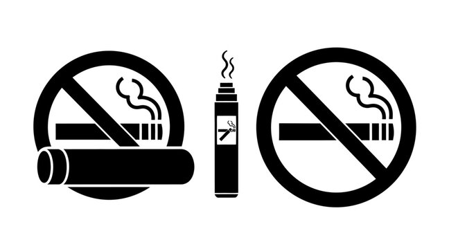 Cigarette and Vape Prohibition Signage Symbols.