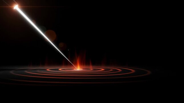 Impact ripple and consequence demonstrating a significant event for business disruption market changes and global trends with light beam creating expanding waves in dark space Innovation