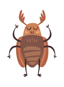 Funny cockchafer beetle happy character