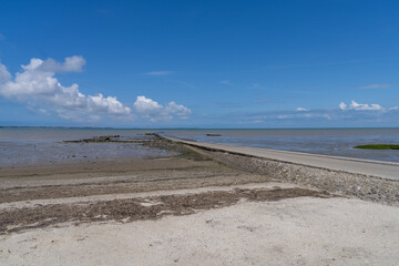 Passage du Gois street during the flood, flooded with water. France