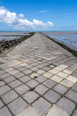 Passage du Gois street during the flood, flooded with water. France