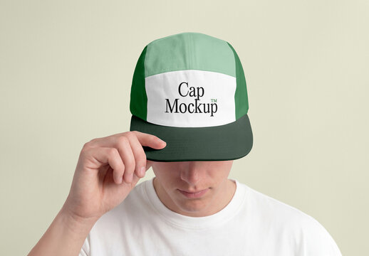 Men Wearing 5 Panel Cap Mockup