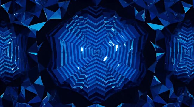 Geometric patterns with a central kaleidoscopic design in a blue monochromatic color