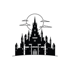 Obraz premium Black silhouette of a medieval castle.
