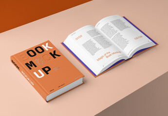 Close & Open Hardcover Book PSD Mockups
