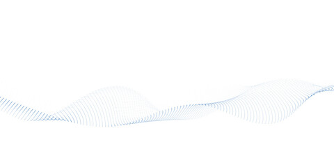 Light blue flowing dotted wave background with particle curves and halftone gradient mesh pattern, minimal modern technology soundwave design for banner and presentation