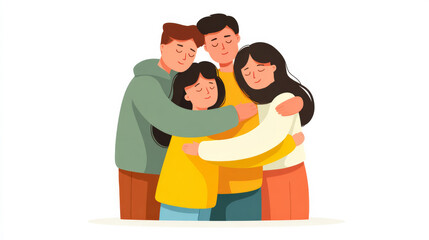Fototapeta premium Family bonding moment with parents and children embracing in a warm hug