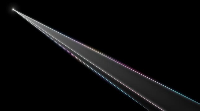 Light beam laser and energy burst in dark space for futuristic technology scientific research and innovation with glowing ray traveling across black background Spectrum photon and illumination with