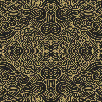 Decorative clouds - seamless ribbon pattern