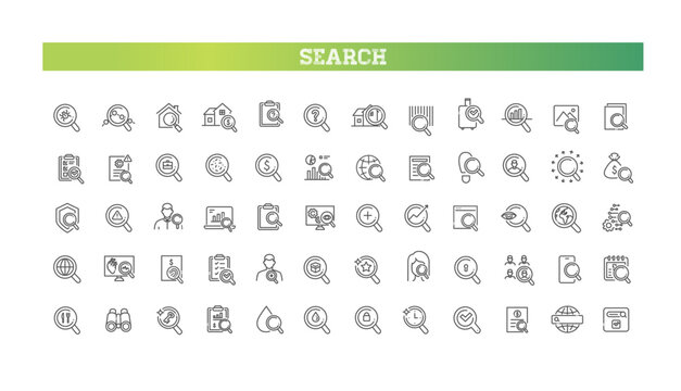 Search and Analysis Line Icons Set