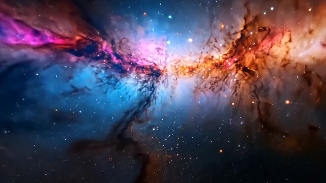 Vivid cosmic explosion unveils stunning interstellar colors and galactic streams in motion