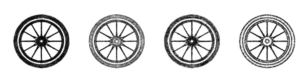 Fototapeta premium Sketch bike wheel icon design set