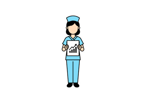 Dedicated healthcare worker showcasing vital medical data analysis with positive statistical growth report