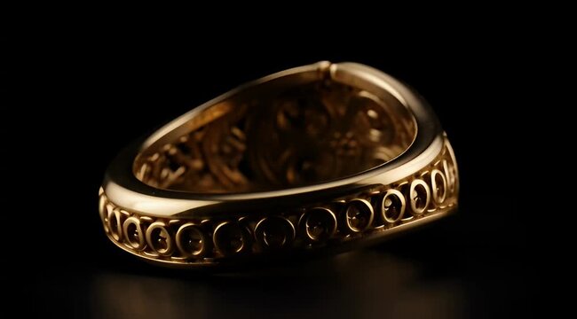 Elegant Gold Ring, Ornate Jewelry, Luxury Accessory, Detailed Metalwork, Timeless Design, Fashion Statement