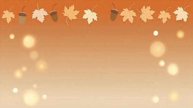 Hanging Autumn Maple Leaves Garland on Warm Gradient Background Minimalist Decor