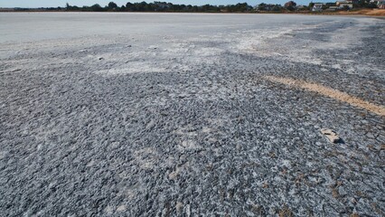 A dried up salt dead lake in the town of Primorsky in Crimea.