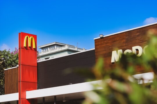 McDonald's Corporation is an American fast food chain restaurant on March 27, 2026 in Bogor, Indonesia