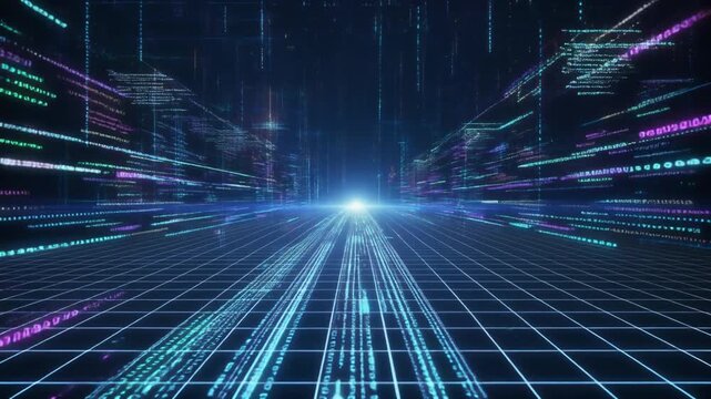 digital data stream matrix effect background video