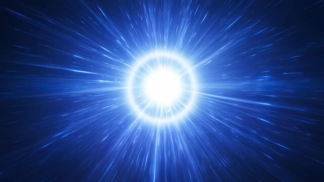 Blue space warp with light beams coming from the center of universe