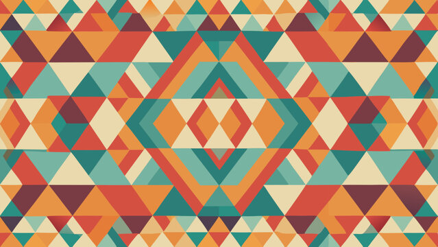 Retro geometric triangle pattern with warm and cool colors