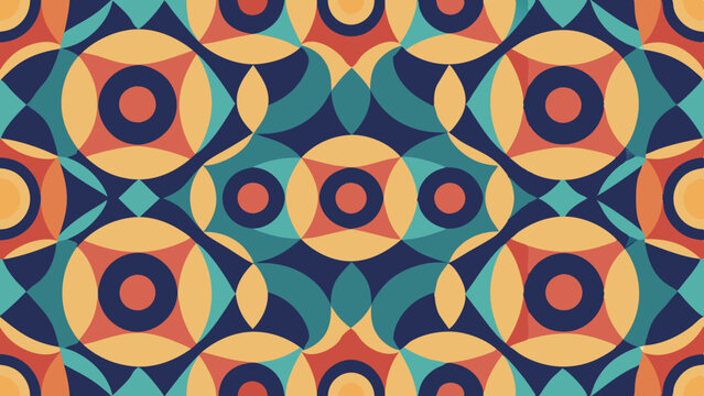 Retro geometric pattern with circular and triangular elements