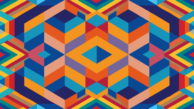 Vibrant geometric pattern background with colorful shapes and lines