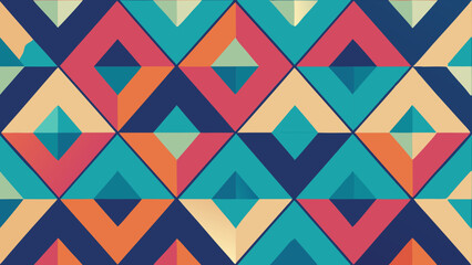 Obraz premium Colorful geometric triangle pattern design in retro style