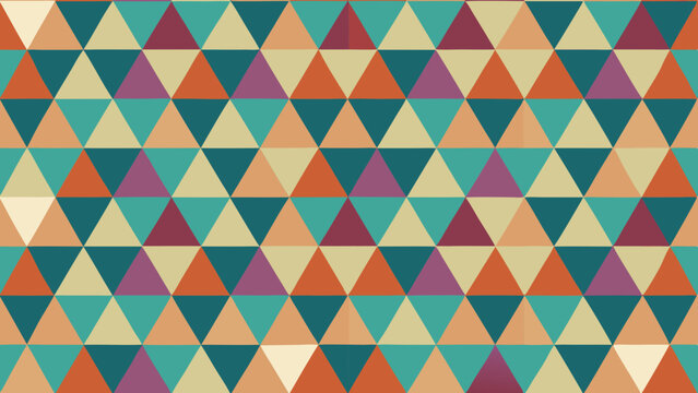 Colorful geometric triangles forming a seamless retro pattern