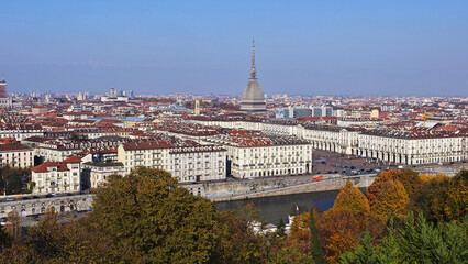 Italy, Piedmont, Turin city Mole panorama