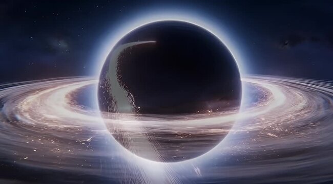 Stunning depiction of a black hole with accretion disk in deep space