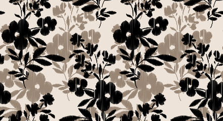 seamless scribble flowers pattern. Hand draw abstract ikat pattern. © akın demirci