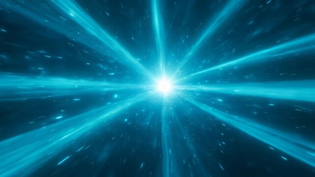 Abstract blue light speed hyperspace jump wormhole traveling through time and space