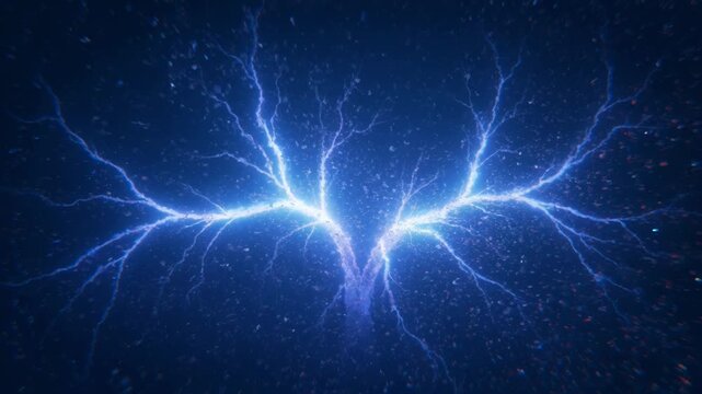 Dynamic blue abstract illustration depicting lightning energy resembling a branching tree