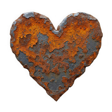 Rusty heart shape isolated on transparent background