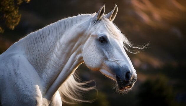 White Andalusian Horse Portrait Generated Image