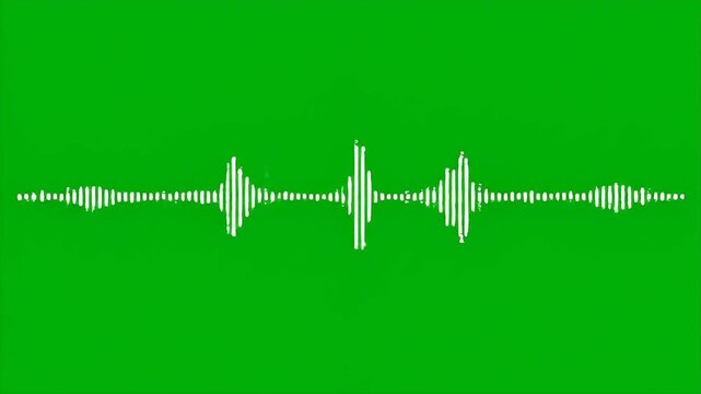 White audio waveform displayed as vertical bars on a vibrant green background