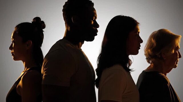 Diverse people in profile silhouette, representing different ages and ethnicities