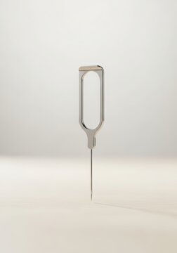 SIM ejector pin tool isolated for transparent background use, suitable for smartphone repair visuals, mobile device maintenance graphics, and telecom service concepts