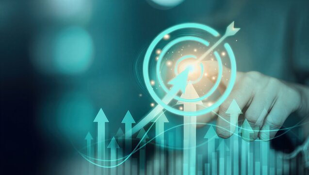 Goal focus, strategic clarity, business alignment are crucial for performance success. This concept highlights precision planning, vision-driven growth, power of staying on target competitive markets