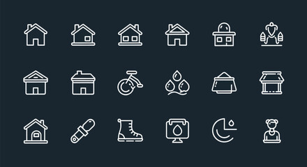 Outlined icons on dark background © Soge