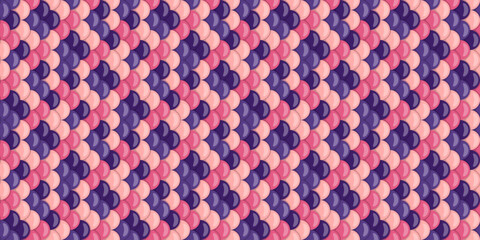 Abstract seamless pattern of overlapping pink and purple scales.  Perfect for textile design, fashion, wallpaper, or any project needing a vibrant, textured background. © Olena