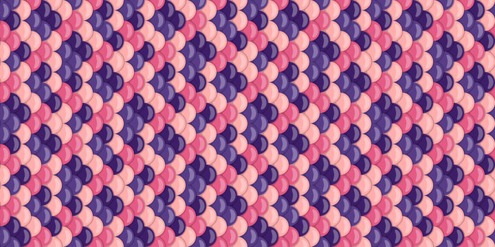 Abstract seamless pattern of overlapping pink and purple scales.  Perfect for textile design, fashion, wallpaper, or any project needing a vibrant, textured background.