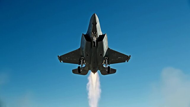 F-35 Fighter Jet Takes Off From Runway Creating Dust Cloud