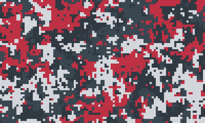 Abstract digital camouflage pattern in red, grey, and white.  Perfect for backgrounds, textiles, or militarythemed designs. © Olena