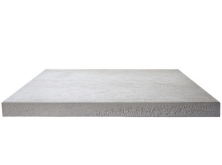 Rough textured gray concrete slab, a sturdy rectangular cement platform with visible aggregate surface, isolated PNG on transparent background for product display © Andrei