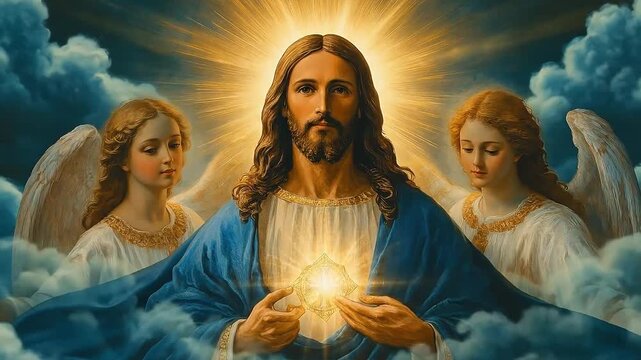 Jesus Christ with Angels in Heaven video