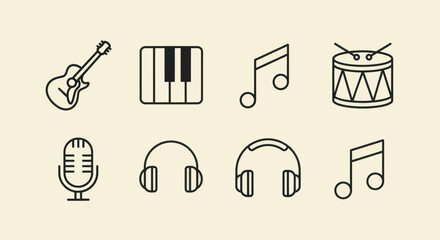 Music instruments icons set © Soge