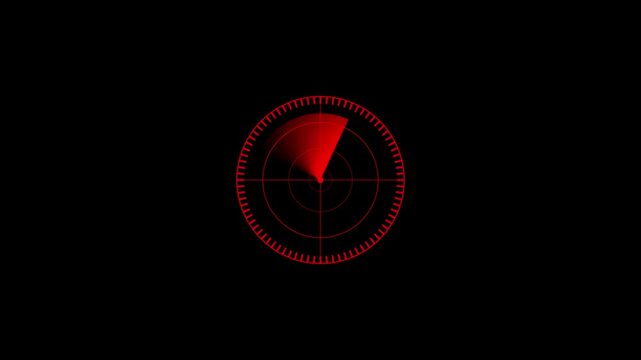 Rotating radar sweep animation with target detection interface. Futuristic radar sweep display for tracking and surveillance system. Digital radar sweep animation for navigation and monitoring.